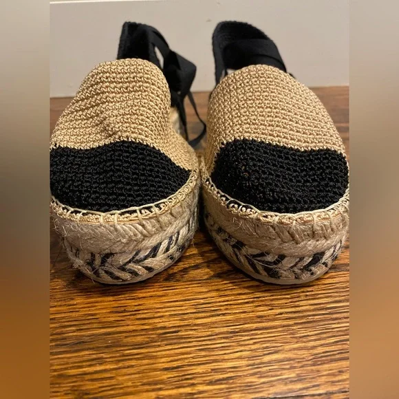 New Free People‎ Collection - Island Time Wrap Espadrilles Size 39 Black and Tan